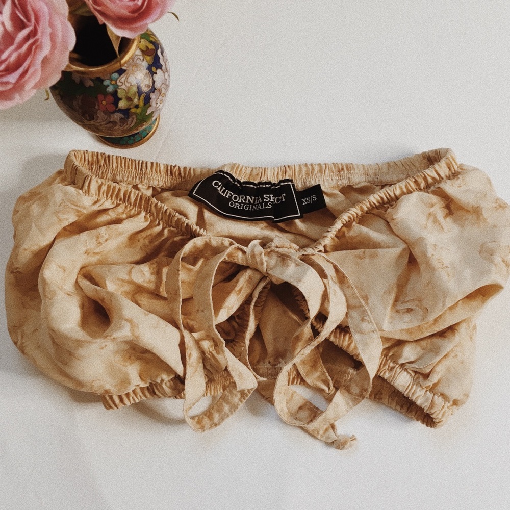 American Apparel Floral Crop Top Tan Color